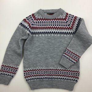 Vintage JERSILD Gray White Red Orlon Wintuk Ski Winter Pullover Sweater